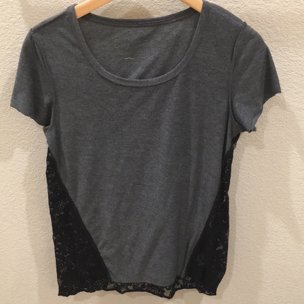 Black and lace short sleeve shirt